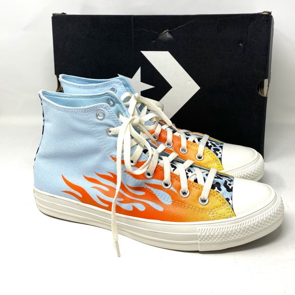 Converse Men's Size 167927C CTAS Patch High Top Canvas Agate Blue Orange Sneaker - Picture 5 of 10